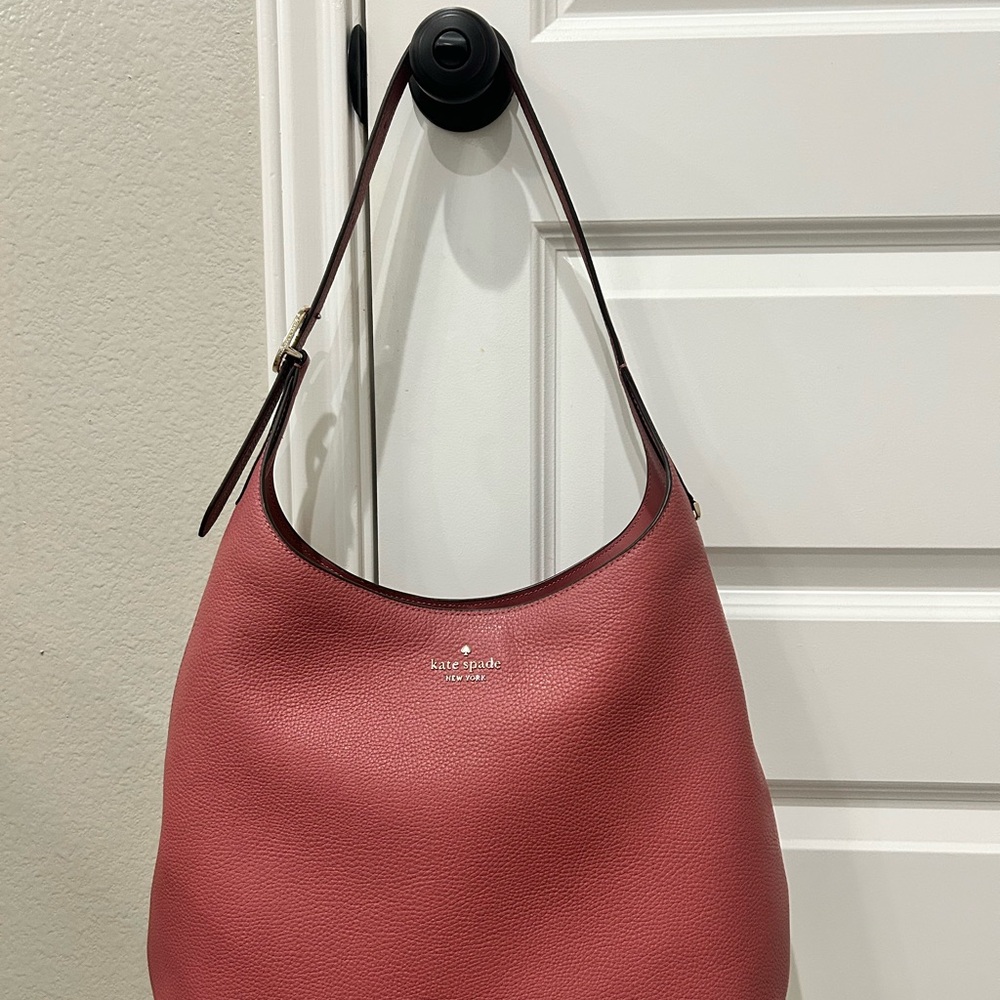 kate spade Rose Pink Pebbled Leather Shoulder Hobo Bag